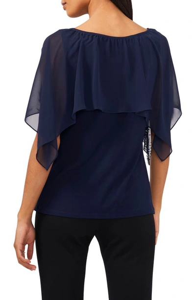 Shop Chaus Beaded Cold Shoulder Top In Navy Blue