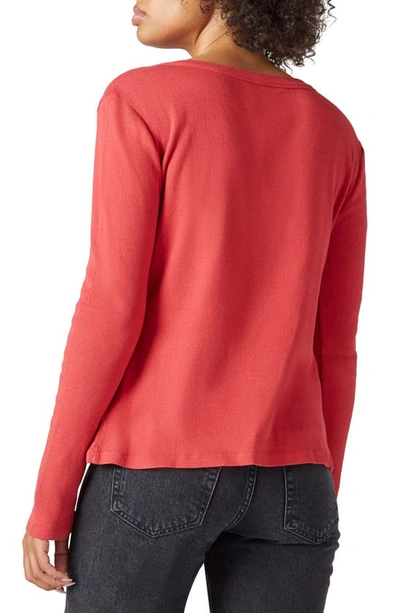 Shop Lucky Brand Rib Cotton Henley In Chili Pepper