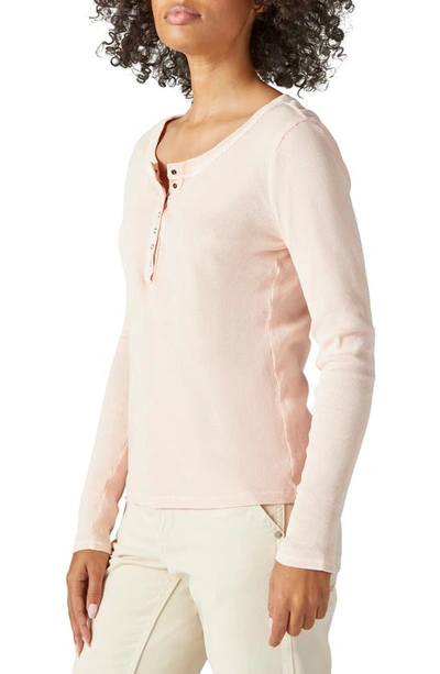 Shop Lucky Brand Rib Cotton Henley In Rose Cloud