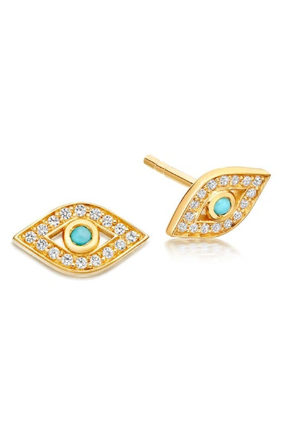 Shop Astley Clarke Mini Evil Eye Biography Stud Earrings In Yellow Gold