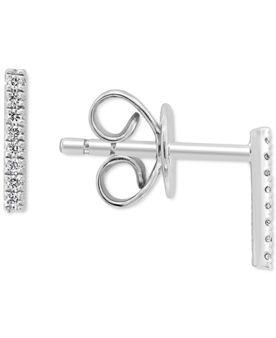 Shop Effy Collection Effy Diamond Bar Stud Earrings (1/20 Ct. T.w.) In Sterling Silver Or 14k Gold-plated Sterling Silver