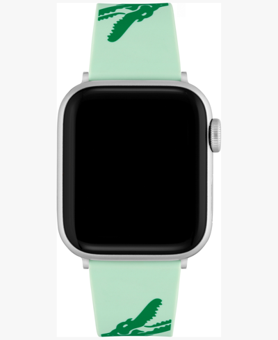 Shop Lacoste Crocodile Print Turquoise Silicone Strap For Apple Watch 38mm/40mm