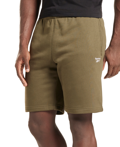 Shop Reebok Men's Fleece Shorts In Army Green