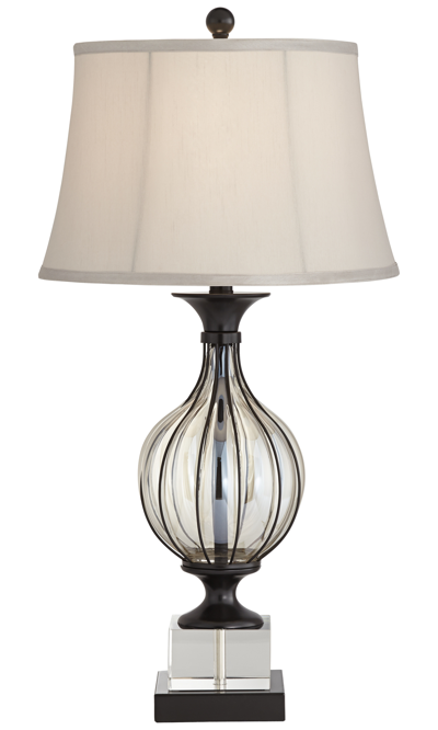 Shop Kathy Ireland Pacific Coast Caged Clear Glass And Bronze Table Lamp In Dark Bronze