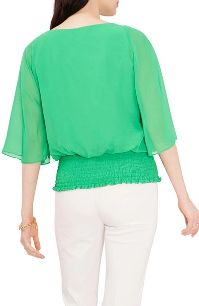 Chaus Smocked Dolman Top In Vivid Green