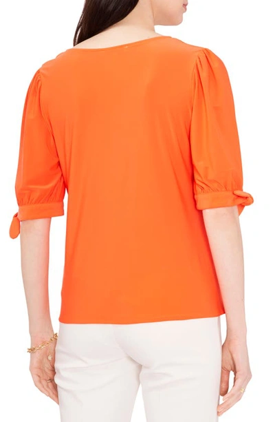Shop Chaus V-neck Tie Sleeve Blouse In Orange