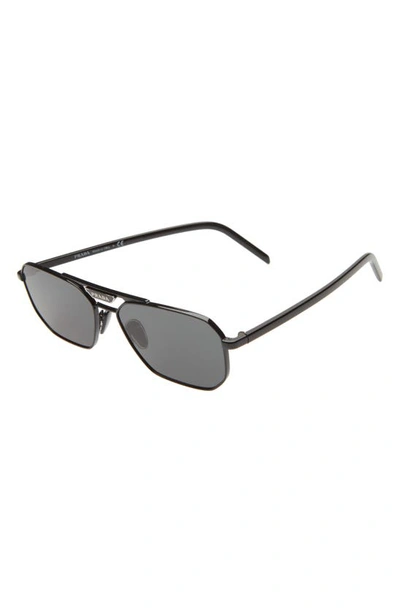 Prada 57mm Aviator Sunglasses In Black