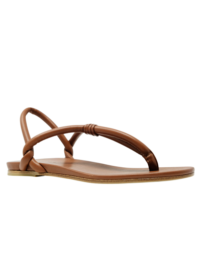 Shop Del Carlo Roberto  Leather Flat Sandals In Brown