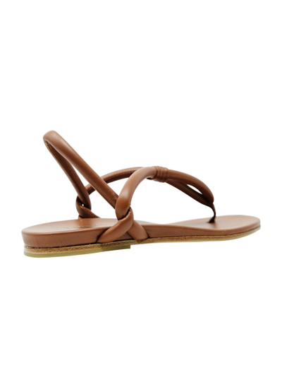 Shop Del Carlo Roberto  Leather Flat Sandals In Brown