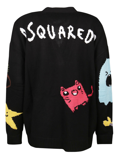 Shop Dsquared2 Cartoon Cardigan In Black Multicolor