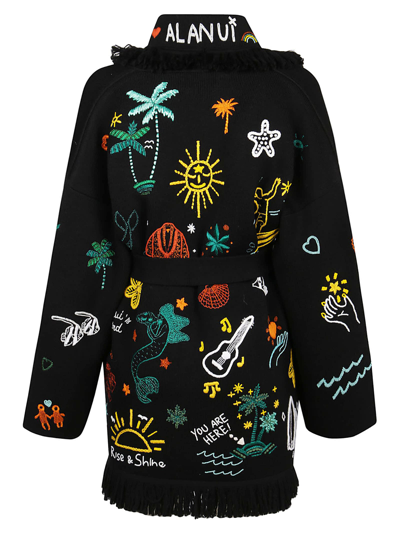 Shop Alanui The Sound Of The Ocean Cardigan In Embassy Black Multicolor