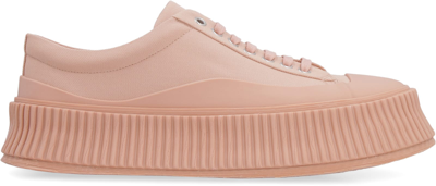 Shop Jil Sander Canvas Chunky Sneakers In Salmon Pink