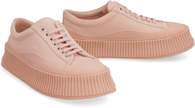 Jil Sander Pink Canvas Sneakers In Salmon Pink