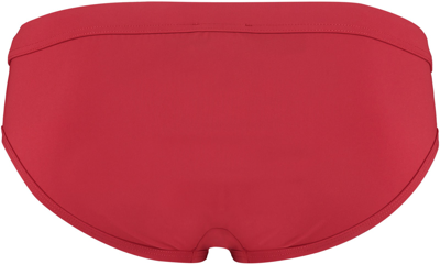 Shop Dolce & Gabbana Logo Print Swim Briefs In Red