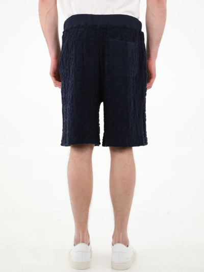 Shop Fendi Blue Terry-effect Bermuda Shorts