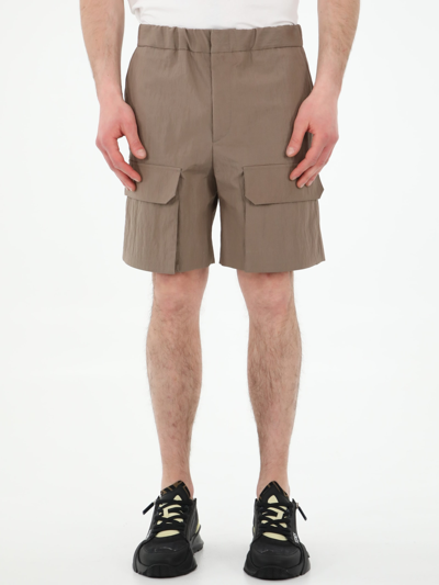 Shop Fendi Brown Cotton Bermuda Shorts