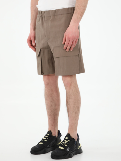 Shop Fendi Brown Cotton Bermuda Shorts