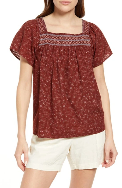 MADEWELL SQUARE NECK SMOCKED TOP 