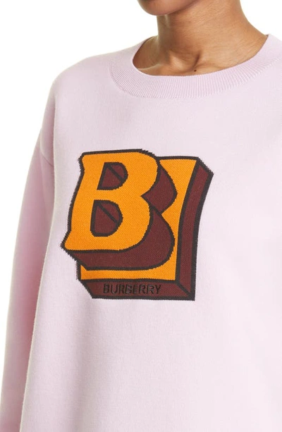 Shop Burberry Kyra Tb Monogram Wool Blend Sweater In Pale Candy Pink