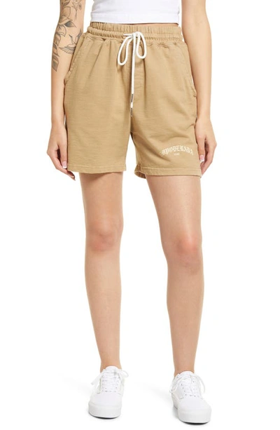 Shop Viva La Bonita Empoderada Club Cotton Shorts In Tan