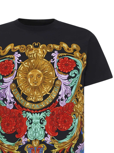 Shop Versace Jeans Couture Sun Flower Garland T-shirt In Black