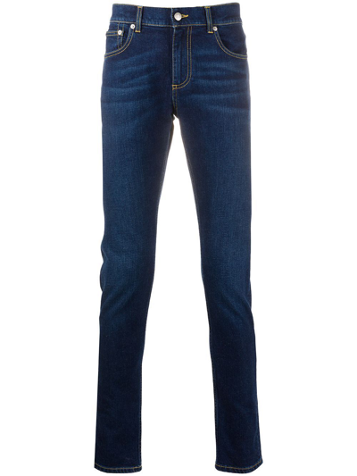 Shop Alexander Mcqueen Men's Blue Cotton Jeans