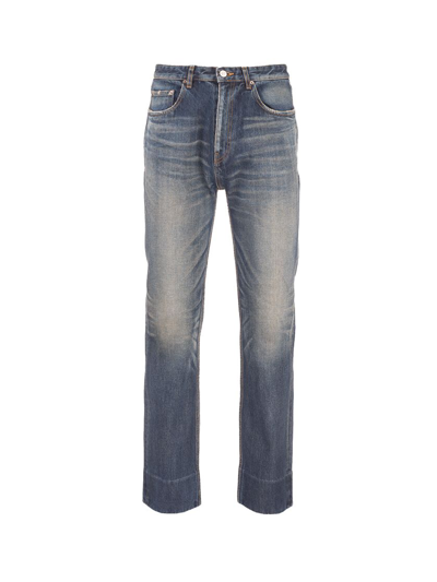 Shop Balenciaga Men's Blue Cotton Jeans