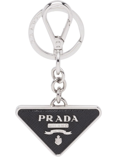 Shop Prada Men's Black Metal Key Chain