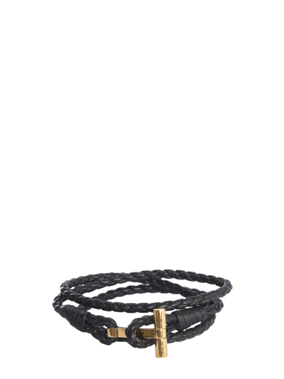 Shop Tom Ford Men's Black Leather Bracelet