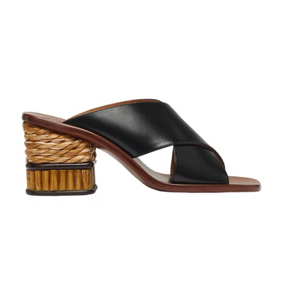 Shop Chloé Laia Mid-heels Mules In Black