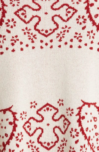 Shop Rhude Bandana Stripe Wool & Cashmere Cardigan In Creme/ Red