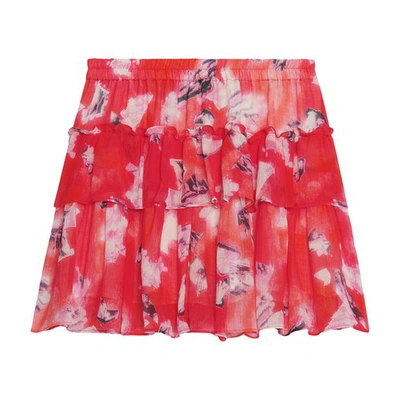 Shop Iro Andri Ruffled Skirt In Mixed Red