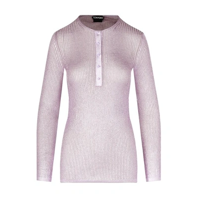 Shop Tom Ford Henley Knit In Lilac