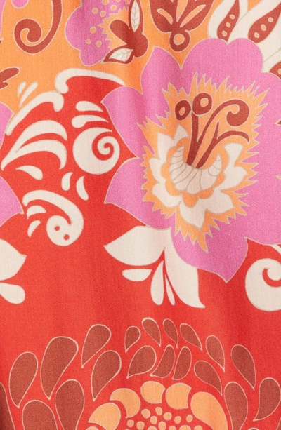 Shop Alexis Emotion Floral Print Tassel Hem Shirtdress In Orange Blossom