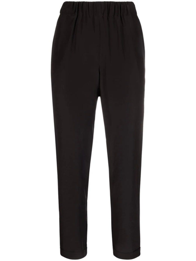 Shop P.a.r.o.s.h Black Cropped Elasticated Pants In Nero