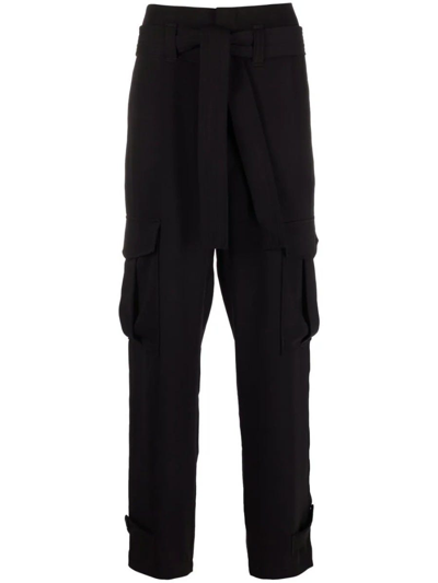 Shop P.a.r.o.s.h Black High Waisted Cargo Pants In Nero