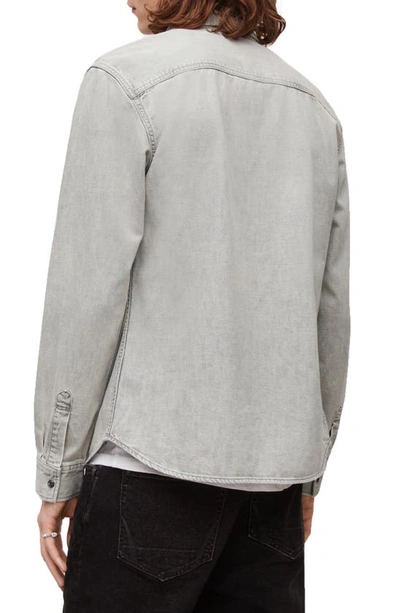 Shop Allsaints Gleason Denim Shirt In Grey