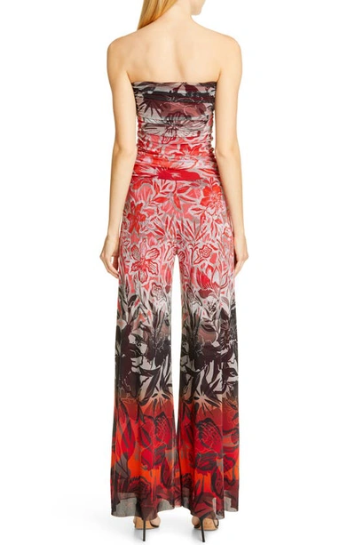 Shop Fuzzi Dégradé Floral Strapless Jumpsuit In Rubino