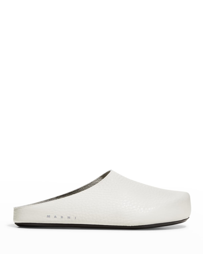 Marni Logo-letter Pebble-effect Clog Slippers In Lily/white