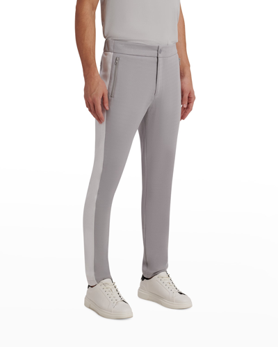 Shop Bugatchi Men's Comfort Jogger Pants With Contrast Side In Platinum
