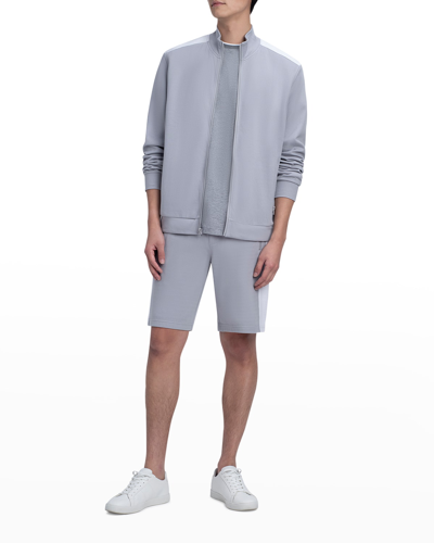 Shop Bugatchi Men's Double-sided Comfort Knit Full-zip Sweatshirt In Platinum