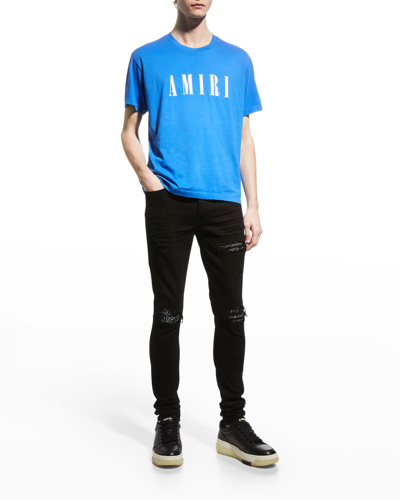 Shop Amiri Men's Mx1 Bandana Repair Skinny Jeans In Black Od