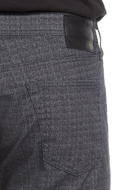 Shop Ag Slim Straight Leg Herringbone Pants In Delorean Black/ Grey