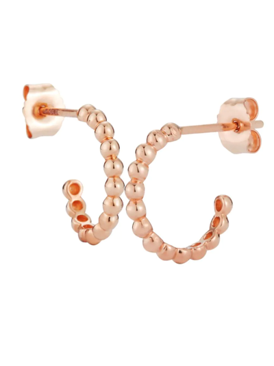 Shop Nephora Women's 14k Rose Gold Beaded Half-hoop Earrings