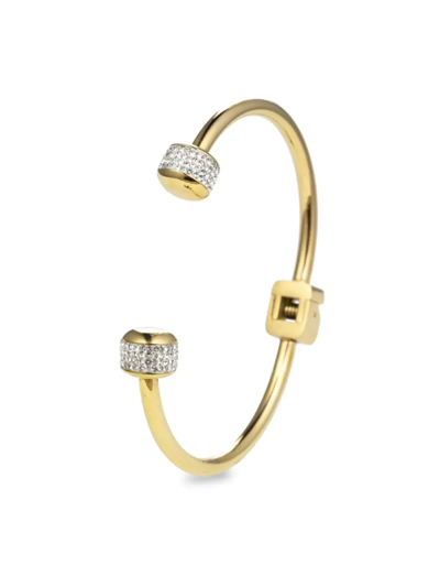 Shop Eye Candy La Women's Luxe Collection Maya Goldtone, Titanium & Crystal Cuff Bracelet In Neutral