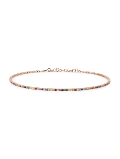 Shop Nephora Women's 14k Rose Gold & Rainbow Sapphire Choker Tennis Necklace