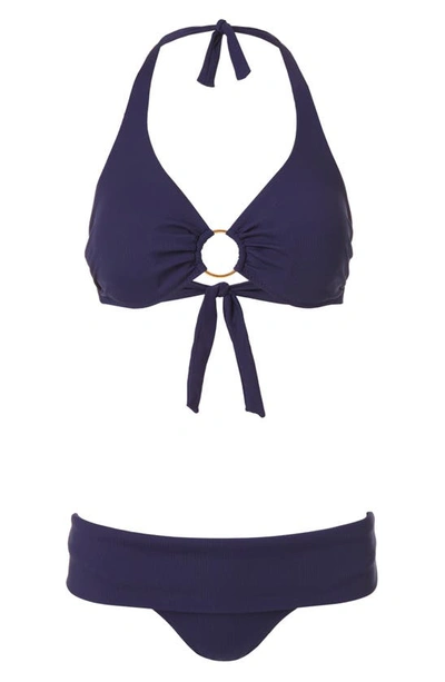 Shop Melissa Odabash Brussels Underwire Bikini Top In Navy Ribbed