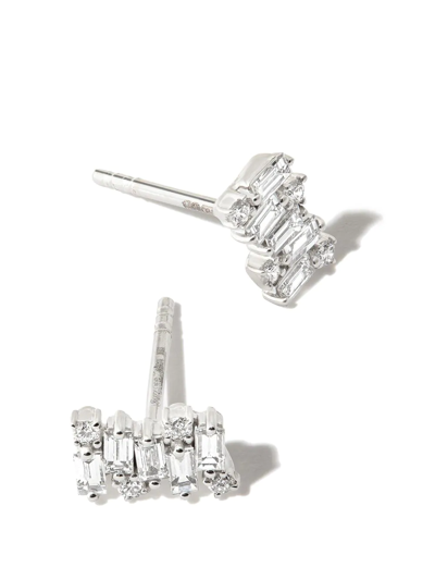 Suzanne Kalan 18kt White Gold Diamond Stud Earrings In White