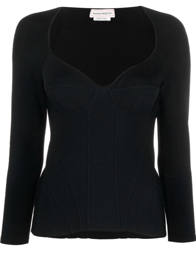 Alexander Mcqueen Inserted-bra Detail Top In Schwarz