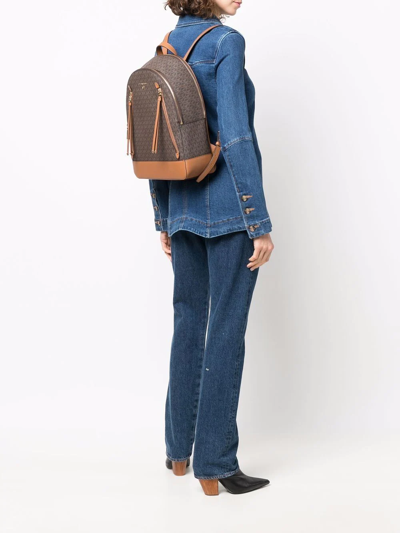 Shop Michael Michael Kors Brooklyn Monogram-print Backpack In Brown
